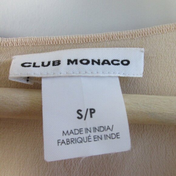 Club Monaco Floral Embellish Silk Blouse Women S Tan Boxy Cap Sleeve Casual 104 - Picture 3 of 11